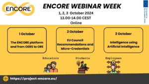 Join Us for ENCORE Webinar Week: From Open Educational Resources to Open Recognition!
